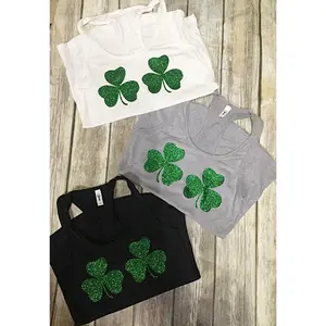 Glitter Shamrock St. Patrick’s Day Shirt- glitter shamrock, st pattys day tee, shamrock party tee