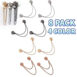 8Pcs Vintage Rose Flower Shape Multi-Function Magnetic Clothing Clips, Magnetic Strength Buttons Clips, Multi-Purpose Magnetic Pinless Brooch, Magnetic Clothing Shawl Clips (Mixed COLOR)