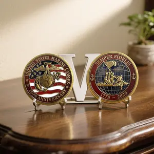 250th Anniversary Metal Coin, Marine Corps Commemorative Coin, Navy Military Challenge Coins, Gift for Veteran, Diameter