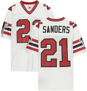 Deion Sanders Atlanta Falcons Autographed Mitchell & Ness White Authentic Jersey with "Prime Time" Inscription - Fanatics Authentic Certified