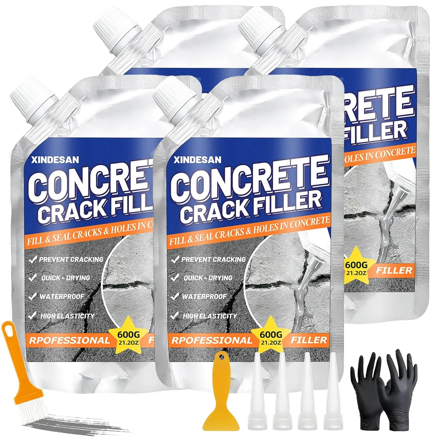 Concrete Crack Filler, 84oz Grey High Elasticity Self Leveling Cement Caulking Glue, Quick Drying Waterproof Sealant for Driveways, Walkways, Indoor and Resistant Concrete Joint Repair