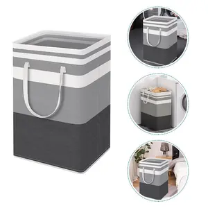 2/3Pcs Foldable Portable Laundry Basket, Large Waterproof Fabric Dirty Clothes Basket With Handles, Home Bedroom Bathroom Storage Organizer Box, For Toys And Clothing Storage.