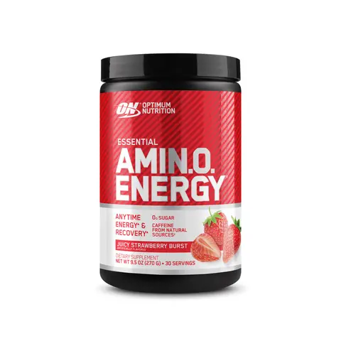 Optimum Nutrition Essential AMIN.O. Energy Powder, 30-Servings Dietary Supplement (Blue Raspberry) - 100mg Caffeine, 5g Amino Acids for Fitness Pre-Workout, Muscle Recovery, Instant Energy Formula Powdered Supplement Drink Mix