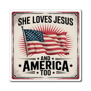 Patriotic Jesus Magnets, USA Flag Magnet, Christian Home Decor, Religious Gifts, Americana Kitchen Magnet