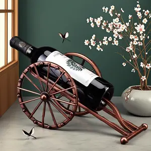 Rustic Cannon-Shaped Single Wine Bottle Holder: Space-Saving Beer & Wine Storage Utensils