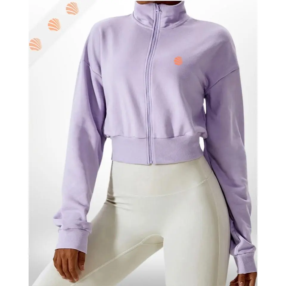 Lilac Zip-Up  Cropped Sweatshirt