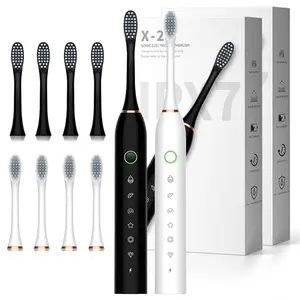 2Pack Black & White Electric Toothbrush with 8 Brush Heads, IPX7 Waterproof 6 Modes 42000vpm with Smart Timers, Sonic rechargeable Toothbrush