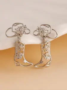 2pcs Western Cowboy Hollow Boot Earrings, Fashionable & Unique For Daily Wear And Festivals