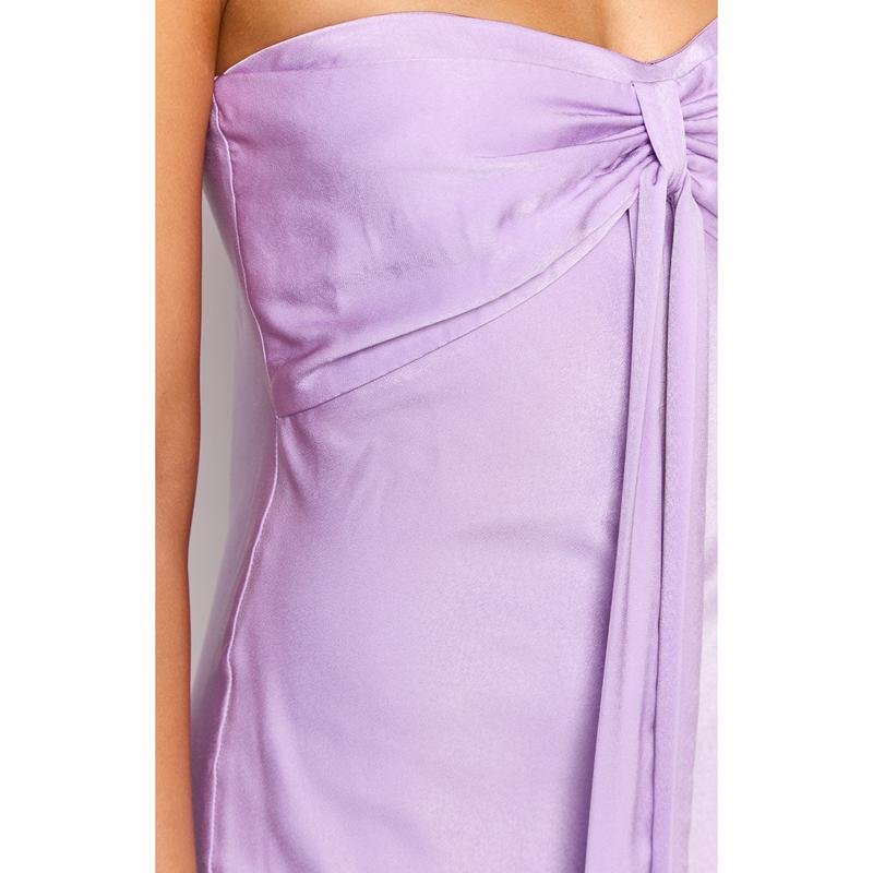 Ariella Lilac Satin Strapless Maxi Dress