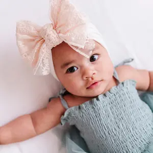 Baby Bling® Lace FAB® soft nylon/spandex wide headband with lace bow