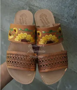 Sunflower Embroidered Slides
