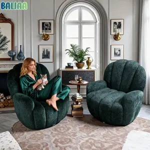 Baliaafurniture Popular Mesh Yarn-Dyed Fabric Swivel Barrel Rocker Recliner Chair Wrapped in Curved Wood wayfair Ergonomic Lounge