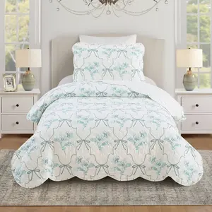 Modern Heirloom 2pc Twin/Twin XL Floral Frames Quilt Bedding Set Blue