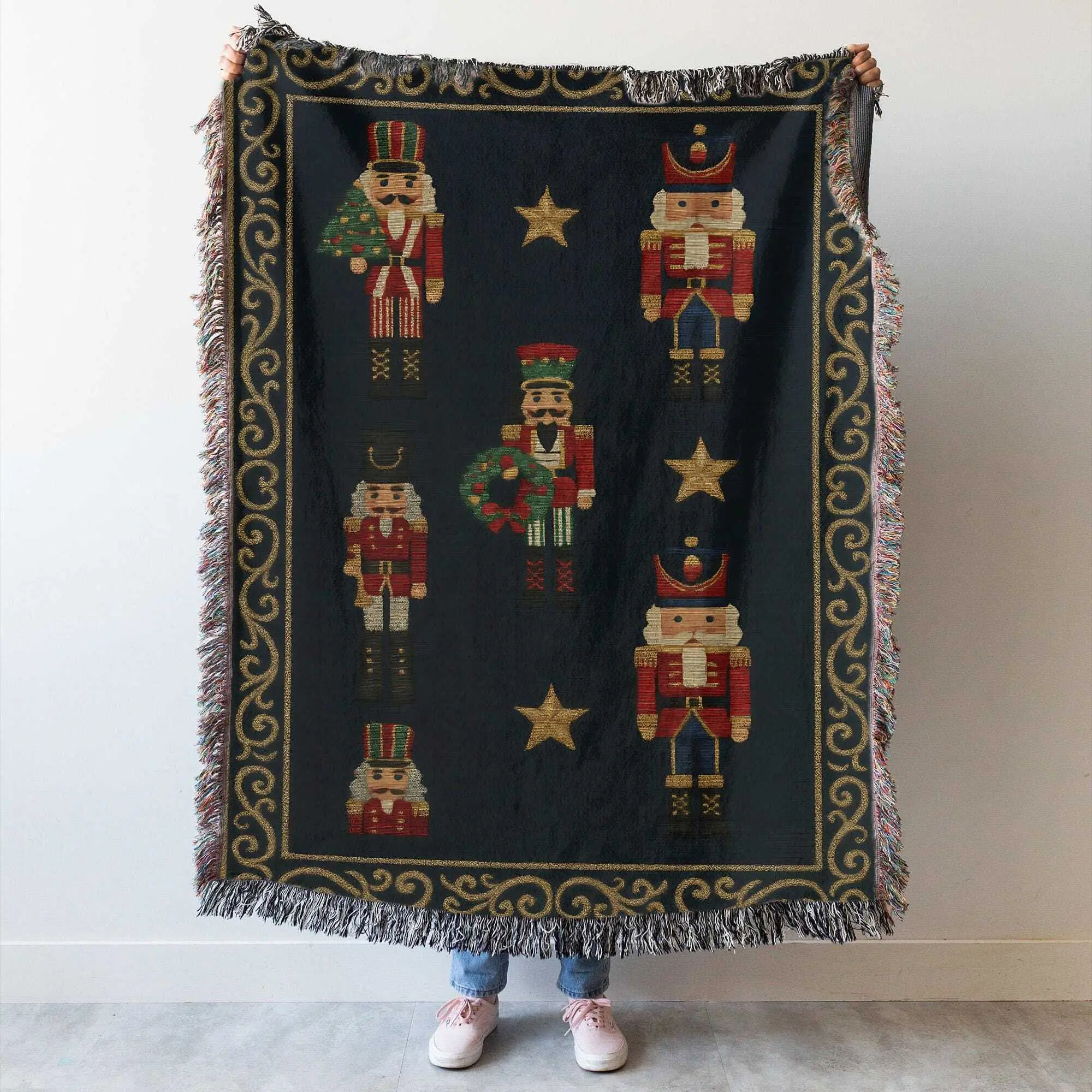 Nutcracker Woven Blanket, Christmas Ballet Throw, Vintage Holiday Decor Blanket, Festive Cozy Christmas Gift for Home