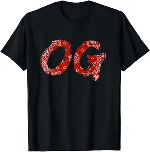 OG Shirt Original Gangster Compton Red Bandana-Print T-Shirt