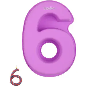 Large Silicone 3D Number Cake Mould Novelty DIY Baking Pan for Birthday Anniversary Number 6