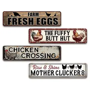 Chicken Coop Style Metal Tin Sign, Decorative Plaque, Farmhouse Chicken Pattern Wall Art Poster, Wall Decor for Farm, Chicken Coop, Home Decor, Room Decoration, Vintage Decor