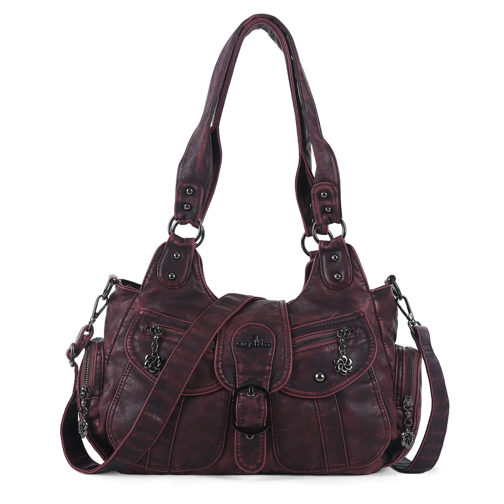 Angel Kiss Faux Leather Hobo Bag for Women - Leather Satchel, Crossbody Bag with Adjustable Strap, Handbag Purse, Women's Accessories, Angel Kiss Bag,summervibes Hobo Shoulder Bags Handheld Shoulder Bag everyday bag work bags for women handbags tiktokshop
