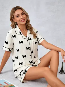 Butterfly Knot Sleepwear Set Unisex Home Clothing Cute Comfortable Pajamas, Cozy Loungewear for Men Women, All-Season Wear