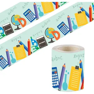 36FT  to School Bulletin Board Border StraightTrim -Cut Board Strips for Photo Wall Bulletin Board Decorations,Desks,Black Board,,Classroom (Pencil)