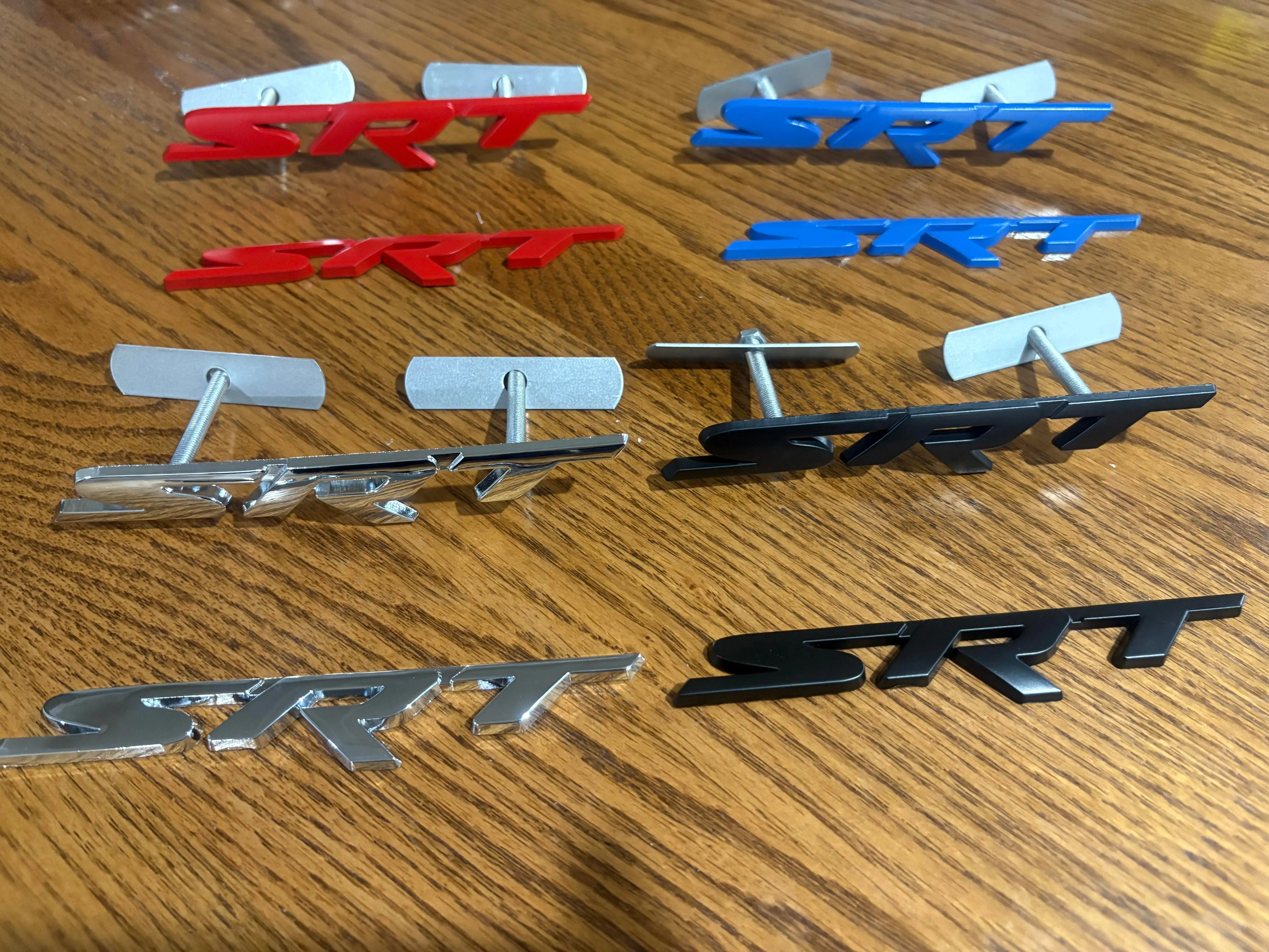 SRT Logo Emblem Nameplate Grille Fender Side Front Rear Back, fit Dodge Charger Challenger Jeep Grand Cherokee, Chrome Black Blue Red Matte