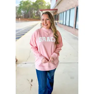 Grace Mock Neck Sweatshirt, Pink