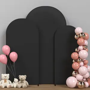 Wedding Arch Cover, 3 Counts Spandex Fitted Wedding Arch Stand Cover, Round Top Chiara Arch Backdrop Cover, Wedding Arched Backdrop for Wedding Birthday Baby Shower Party Ceremony Banquet Decoration (arch Support Not Included)