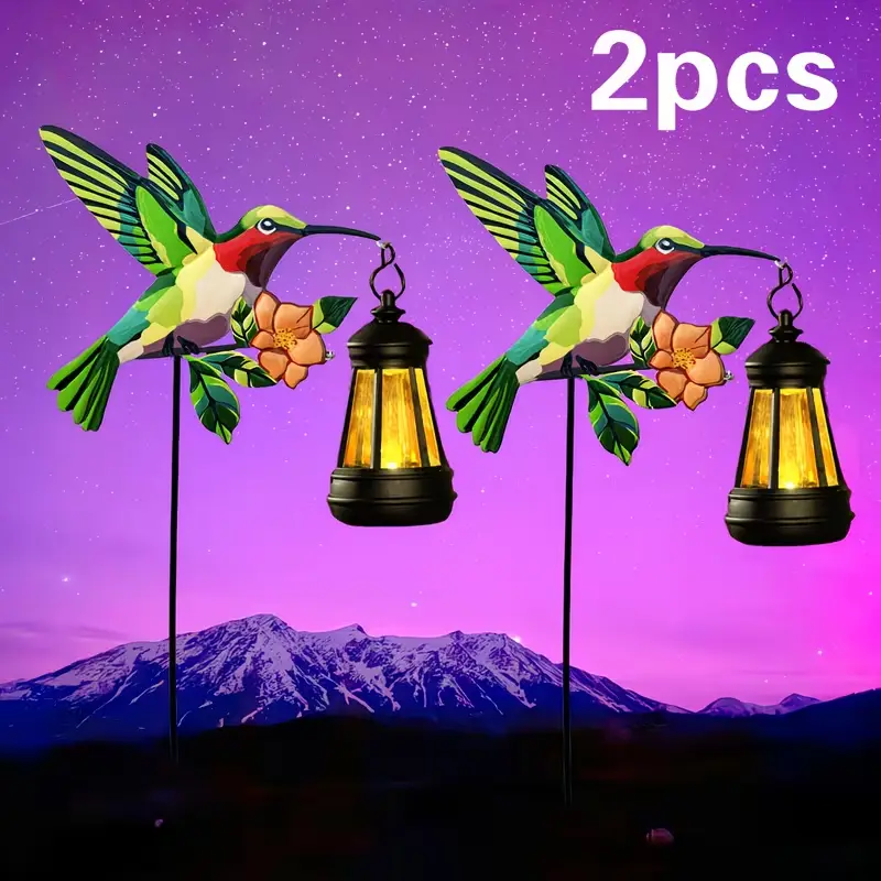 Outdoor Solar-powered Hummingbird Lamp, Metal Garden Spring Outdoor Decoration, Realistic Hummingbird Decoration, Outdoor Solar Lamp, Solar Outdoor Lamp, Summer Decoration, IP44, Courtyard Pathway Lawn Courtyard Decoration Lighting
