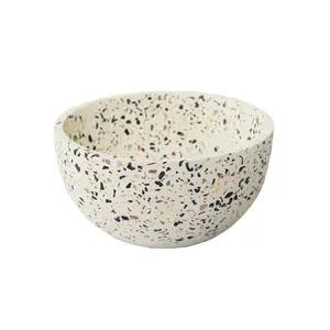 Terrazzo Bowl 4.75" Tableware for Indoor Use, Featuring Natural Stone Design and Decorative Accents