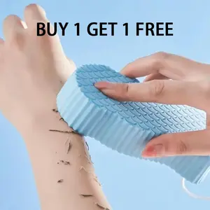 [2count]3D Bath Sponge,Fish Scale Bath Sponge,Mud and Ash Scrubbing Sponge,Exfoliating Bath Sponge,Skin Friendly and Reusable,Alternative to exfoliating Gloves,Random Color. Personal Cleaning [Buy 1 Get 1 Free]-White+Blue
