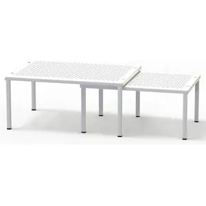 Expandable & Stackable Multipurpose Counter Shelf Organizer - White Metal Top Storage for Cabinets & Desks (11.25"L x 7.9"W x 5.4"H) Racks