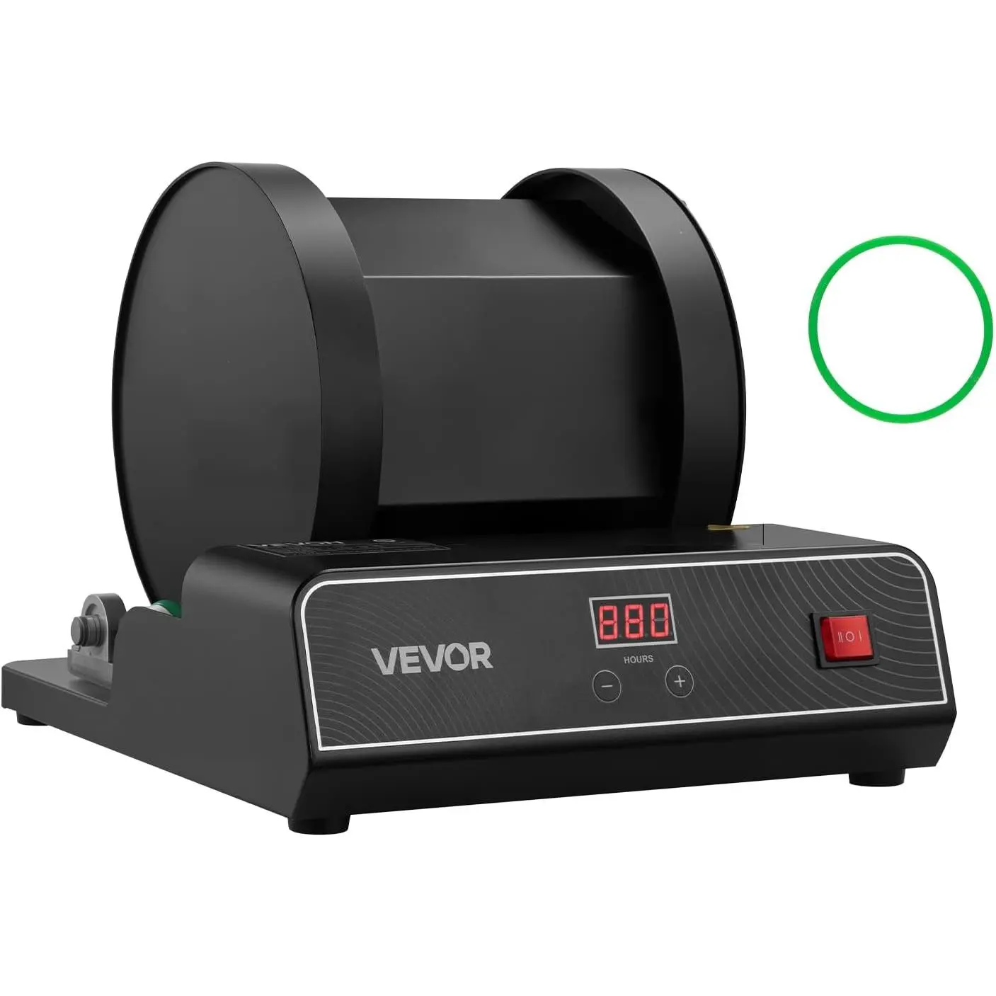 【Summerfinds】VEVOR Heavy Duty Sturdy Rock Tumbler Kit Power Tool, 17 lbs Large Barrel Stone Polisher, 2-Speed Quiet Belt-Driven Brushless Motor, 240-Hour Timer, Black Handle for Home DIY Adults (Long Use Without Noise)