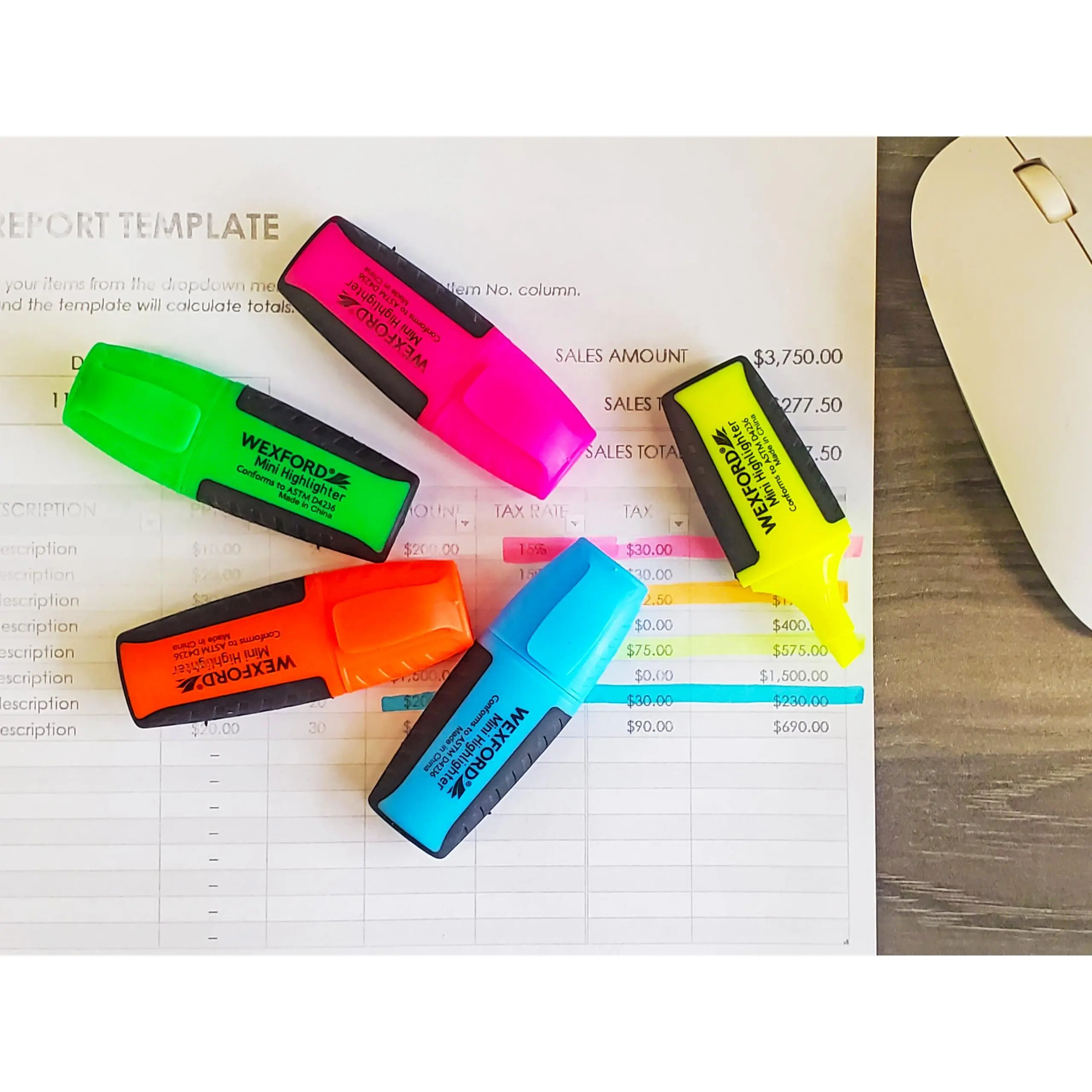 Wexford Mini Highlighter Marker with Grip (Set of 5)