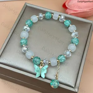 Bohemian Glass Bead Butterfly Charm Bracelet for Women Gift Bohemian Glass Bead Butterfly Charm Bracelet for Women Gift