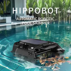 Solar Robotic Pool Skimmer for Above Ground Pools – Automatic Pool Cleaner Robot with AI Path Planning, Smart Obstacle Avoidance, Dual Charging Options, 3-Hour Battery Life & Large Capacity