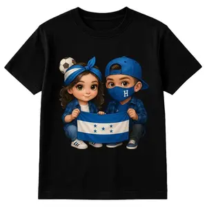 Proud Catracho Honduras Flag T-Shirt Cute Cartoon Graphic Tee Hondureño Heritage Gift Soccer Cultural Pride Unisex 100% Cotton Soft Comfortable Fit Womenswear Top Tshirt