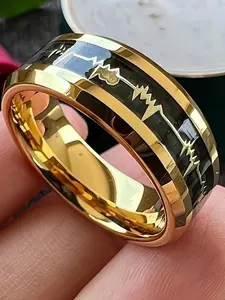 EKG Heartbeat Pattern Ring, Heart Signet Ring, Stainless Steel Ring for Men & Women, Fashion Jewelry for Party, Daily Clothing Decor, Trendy All-match & Exquisite Jewelry for Birthday Gift