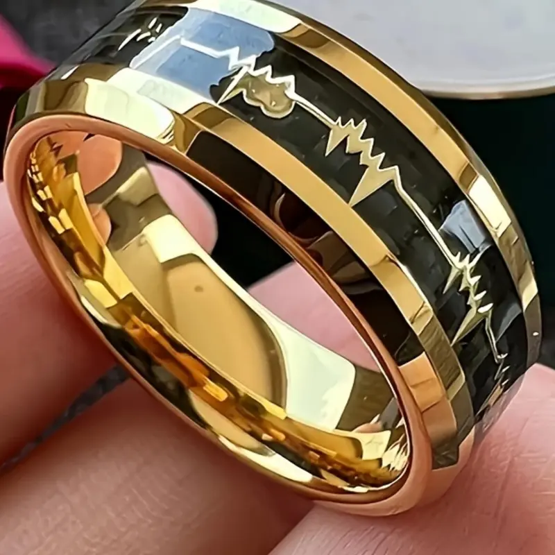 EKG Heartbeat Pattern Ring, Heart Signet Ring, Stainless Steel Ring for Men & Women, Beautiful Rings, Fashion Jewelry for Party, Daily Clothing Decor, Trendy All-match & Exquisite Jewelry for Birthday Gift, Fashion Promise Ring