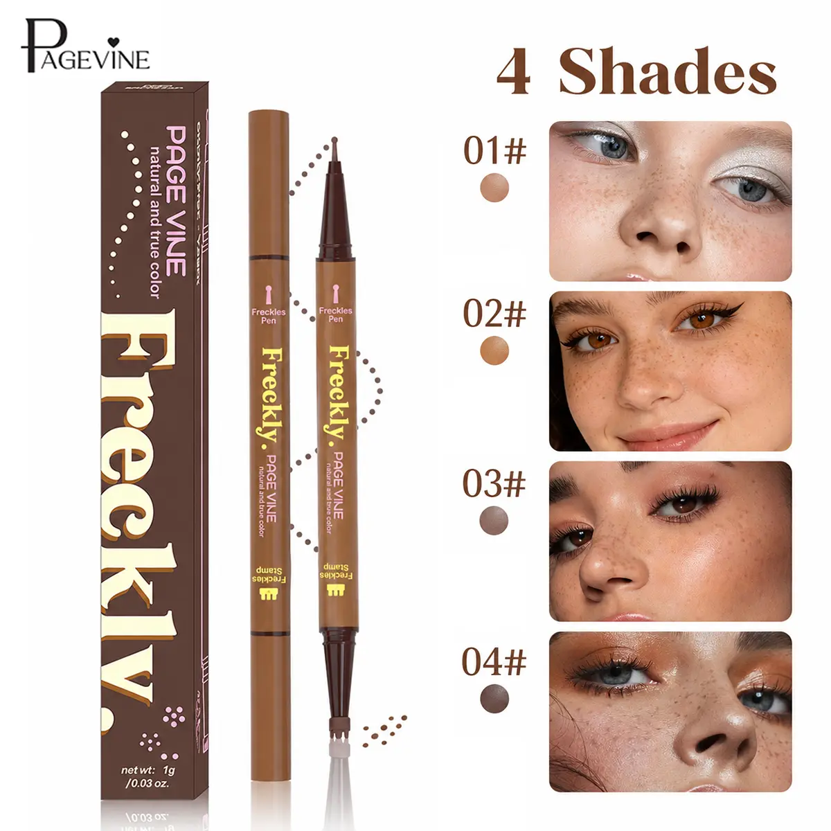 Waterproof 2-in-1 Freckle Pen, Dual Tip Freckle Stamp & Beauty Mark Pen for Natural Faux Freckles, Long Lasting Smudge Resistant Makeup for Clean Girl, Soft Glam & Festival Looks.