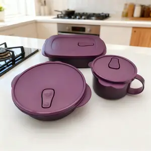 Three-Piece Lunch Box Set, Bento Box with Dividers, Heat-Resistant Handles, Microwave Safe, Easy to Clean, Food Storage Container