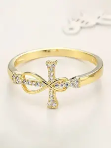 Women's Cross Moebius Ring, Elegant Zirconia Inlay, Perfect Gift for Holidays & Weddings, Ideal for Girlfriend & Mother