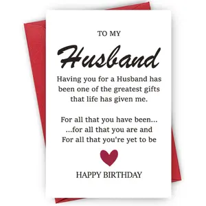 Husband Birthday Greeting Card, 1/3/50pcs Letter for Husband Card with Envelope, Birthday Anniversary Gift for Husband