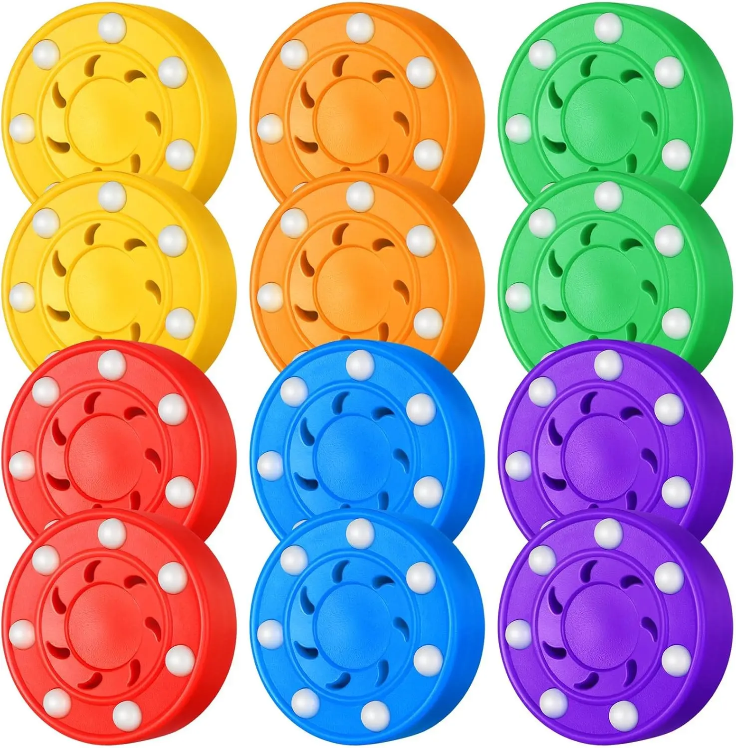12-Piece Plastic Roller Hockey Puck Set for Street, Ice, and Outdoor Roller Hockey