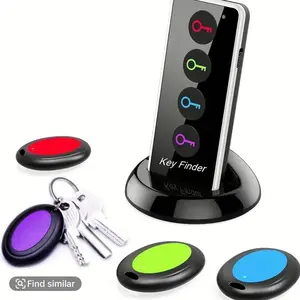 Wireless Key Finder Tracker with LED Light & Sound Alert - Remote Finder Functionality for Keys Phones Wallets TV Remotes - Four Receivers for Multiple Items - Versatile Everyday Use