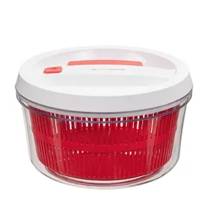 CatCora Quickspin One-Handed Salad Spinner, Accelerated Pump-Action With Built-In Break For Perfectly Dried Salad Greens, Ergonomic Single-Hand Design