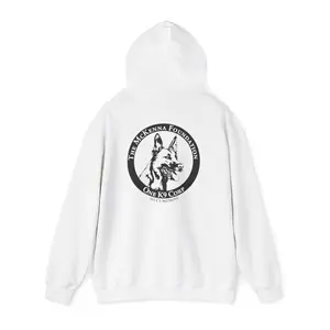 One K9 Platinum Performance Hooded Sweatshirt with McKenna Foundation Logo White Pullover Casual Cotton