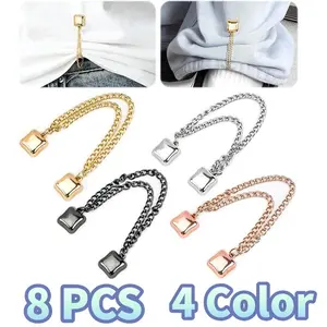 8PCS Magnetic Clothing Clips - 4Pack Multi-Function Magnetic Strength Buttons Hem Clips for Cinch T-Shirt Pants Hems, Multi-Purpose Magnetic Pinless Brooch Decorate for Cardigan (Mix Square)