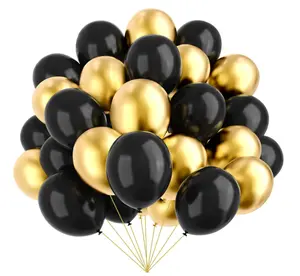 Black and Gold Balloons, 67pcs 12 Inch Metallic Gold and Black Balloons for Birthday, Retirement, Graduation, New Year's Eve Party Decorations