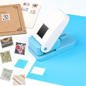 1x0.8inch Rectangular Postage Stamp Punch with Scalloped Edges for Crafting DIY Scrapbooking Card Making Handmade Projects Portable Lever Action Paper Puncher