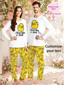 Customized portrait printed pattern couple pajama sets, men's long-sleeved and long pants sets, women's long-sleeved and long pants sets, comfortable pajamas, casual home wear